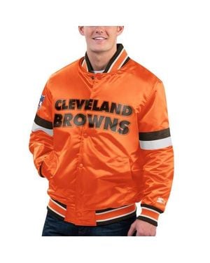 Starter Cleveland Browns Gridiron Classics Home Game Satin Full-Snap Varsity Jacket - Orange