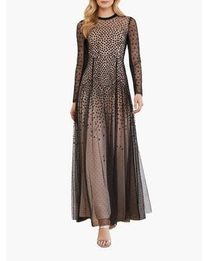 Needle & Thread Sequin Cascade Round Neck Gown - Brown