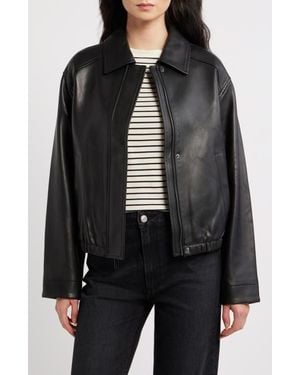 Michael Kors Leather Bomber - Black