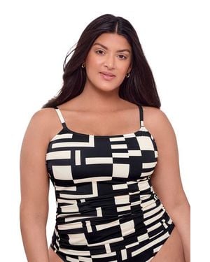 S3 Supportive And Sculpting Classic Shirred-Front Tankini Swimsuit Top - Black