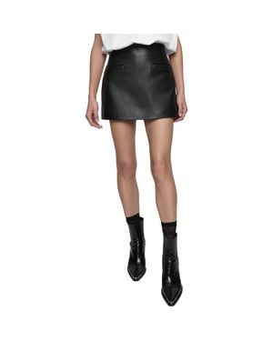 Rebecca Minkoff Hayden Leather Miniskort - Black