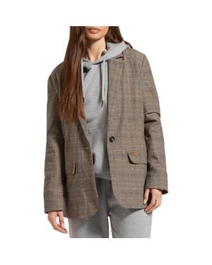 Brixton Houndstooth Stretch Cotton Blazer - Brown