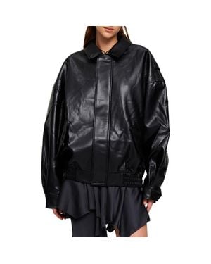 Lioness Kenny Oversize Faux Leather Bomber Jacket - Black