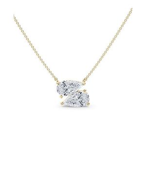 HauteCarat Lab Grown Diamond Twin Pear Cut Pendant Necklace - Metallic