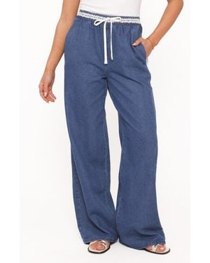Petal & Pup Siun Wide Leg Denim Sweatpants - Blue