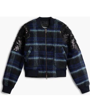 Desigual Sequin Appliqué Crop Jacket - Blue