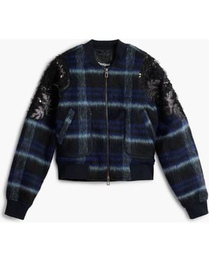 Desigual Sequin Appliqué Crop Jacket - Blue