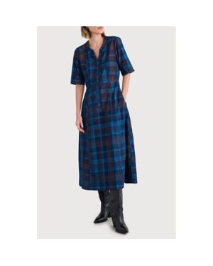 Seasalt Cornwall Wightwick Plaid Organic Cotton Denim Midi Dress - Blue