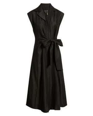 Donna Karan Notch Collar Sleeveless Midi Dress - Black