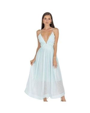 Akalia Adeli V Neck Midi Dress - Blue
