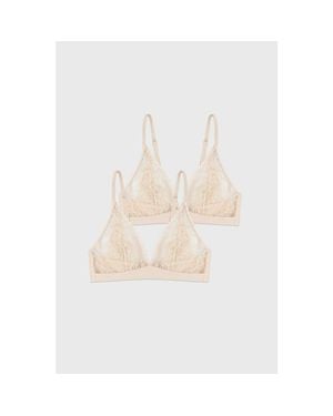 Stripe & Stare Eco Lace Triangle Two Pack - White
