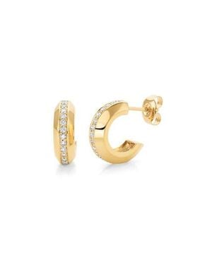 Michael M Small Orb Luxe Link Hoop Earrings - Metallic