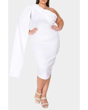 L I V D Spade One-Shoulder Cape Dress - White
