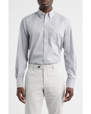 Eagle Regular Fit Gingham Check Cotton Button-Down Oxford Shirt - Gray