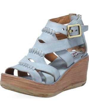 A.s.98 Norman Platform Wedge Sandal - Blue
