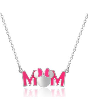 Disney Enamel Bow Mom Pendant Necklace, 18' Chain - Pink