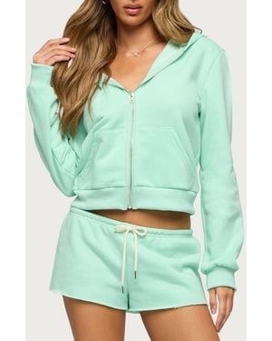 Edikted Lynette Zip Crop Hoodie - Green