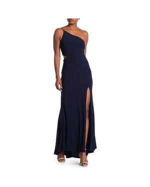 Jump Apparel One-Shoulder Side Cutout Gown - Blue
