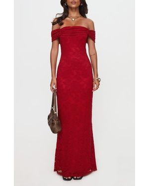 Princess Polly Allured Off The Shoulder Floral Lace Dress