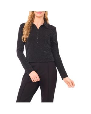 Ted Baker Jo Metallic Long Sleeve Polo - Black