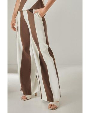 Nasty Gal Stripe Tailored Wide Leg Pants - Natural