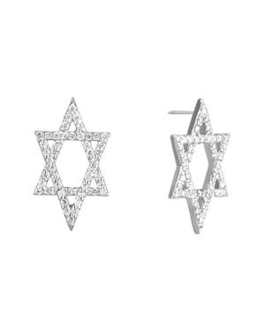 Lana Jewelry 14K Star Of David Diamond Stud Earrings - White