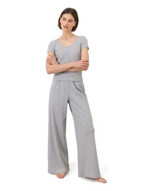 Pact Organic Cotton Pointelle Wide Leg Pant - Gray