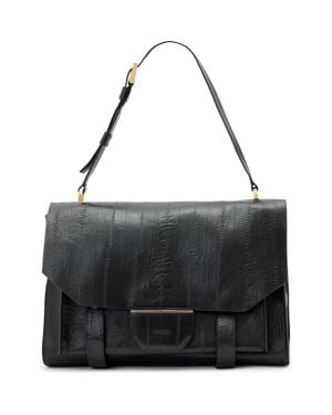 AllSaints Ursa Eel Skin Embossed Leather Satchel - Black