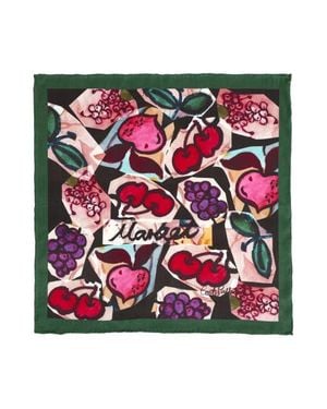 Lost Pattern Little Egret Silk Pocket Square - Red