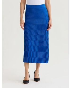 Misook Raised Geometric Soft Knit Maxi Skirt - Blue