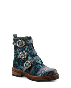 Spring Step Thisway Buckle Strap Bootie - Blue