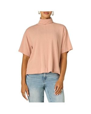 Wit & Wisdom Boxy Elbow Sleeve Turtleneck Top - Blue