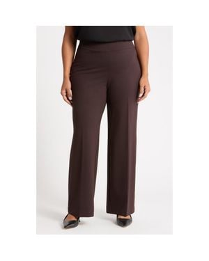 Anne Klein High Waist Wide Leg Pull-On Pants - Brown