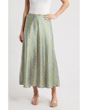 City Blues Bias Cut Satin Maxi Skirt - Green