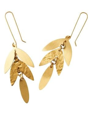 Matr Boomie Chameli Leaf Chandelier Dangle Earrings - Metallic