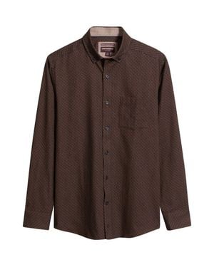 Johnston & Murphy Lane Print Cotton Button-Up Shirt - Brown