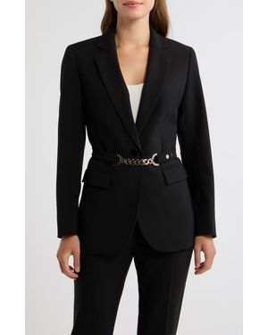 Anne Klein One-Button Notch Collar Blazer - Black