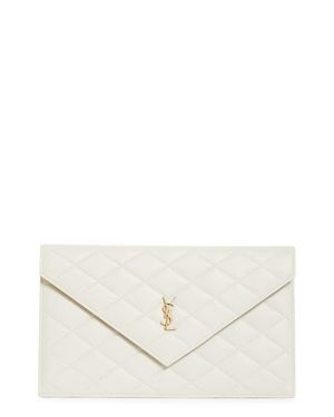 Saint Laurent Paris Diamond Quilt Pouch - White