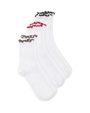 BP. Assorted 3-Pack Contrast Trim Lettuce Edge Crew Socks - White