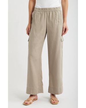 NIC+ZOE Eliot Wide Leg Cargo Pants - Natural