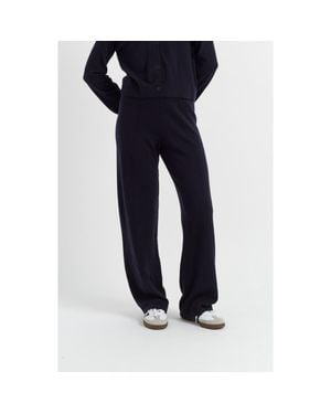 Chinti & Parker Wool Cashmere Wide Leg Track Pants - Blue