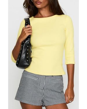 Princess Polly Elaia Three-Quarter Sleeve Crop Top - Yellow