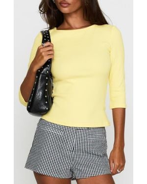 Princess Polly Elaia Three-Quarter Sleeve Crop Top - Yellow