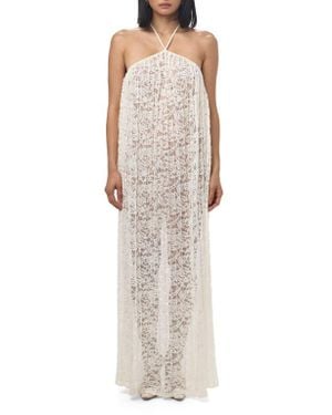 Naked Wardrobe Lace Halter Neck Maxi Dress - Natural