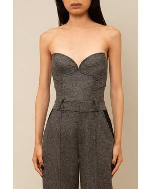 Contessa Mills Aconitum Structured Elegant Wool And Silk Lined Corset - Gray