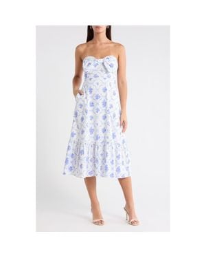 Sugarlips Nia Floral Perline Bow Midi Dress - Blue