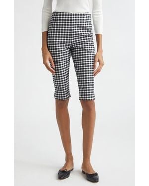 Posse Chiara Gingham Stretch Cotton Capri Pants - Blue