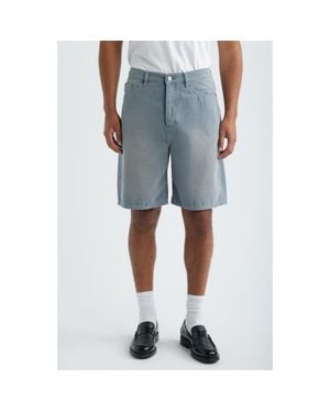 FRAME Baggy Fit Cotton Canvas 5-Pocket Shorts - Blue