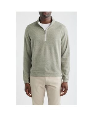 Scott Barber Marled Sweater Knit Quarter Zip Pullover - Green