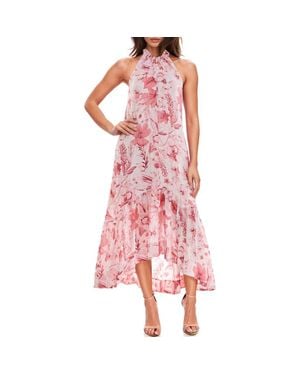 Socialite High/Low Halter Dress - Pink